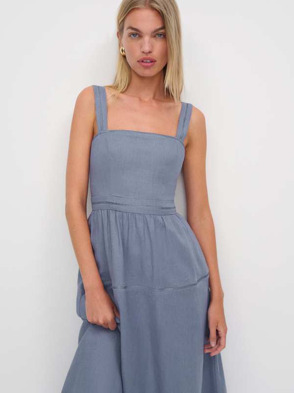 Everett Linen Dress - Cornflower
